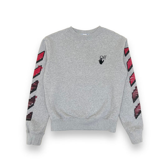 OFF-WHITE GREY / RED MARKER SWEATSHIRT S