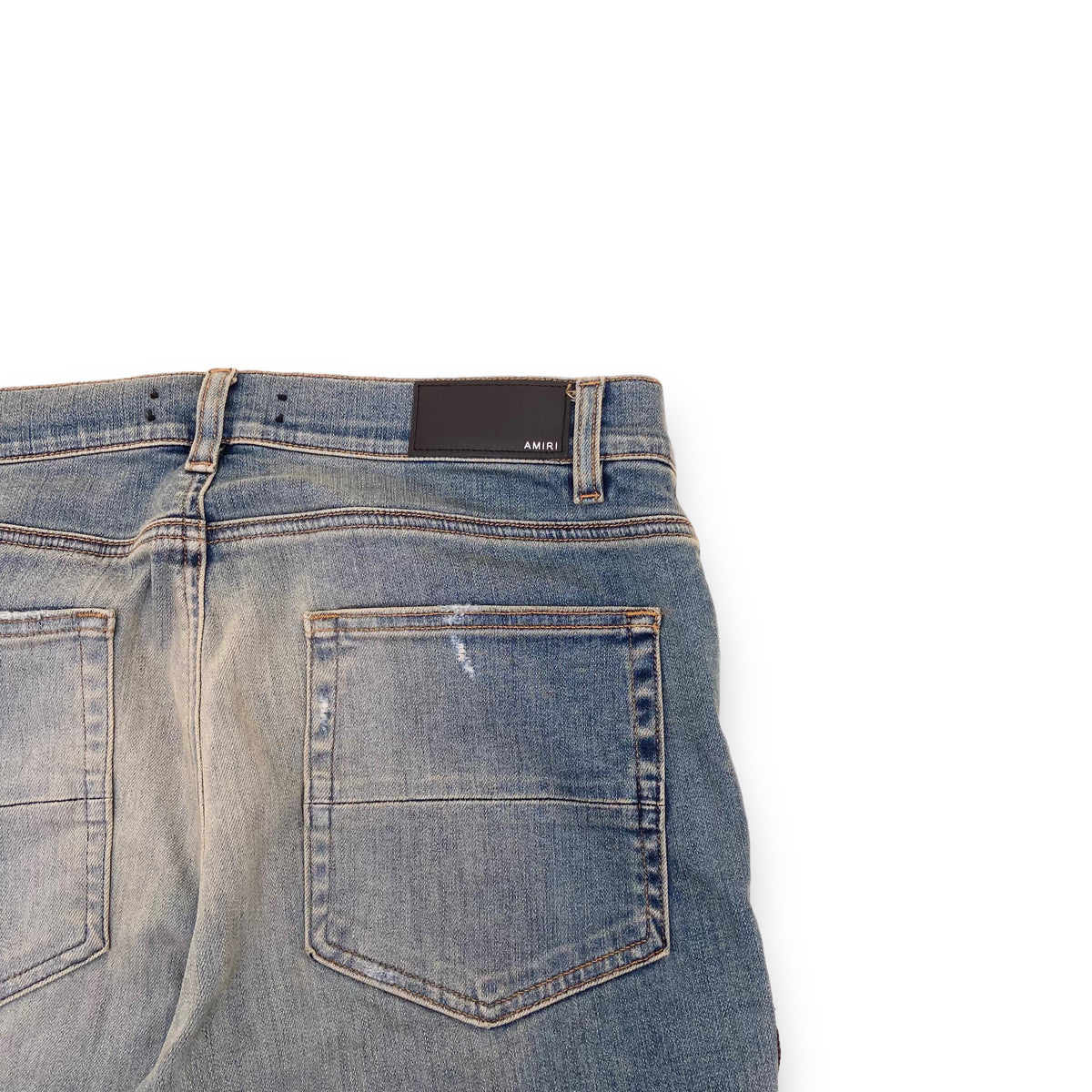 AMIRI GLITTER SNAKE DISTRESSED DENIM JEANS BLUE 34W