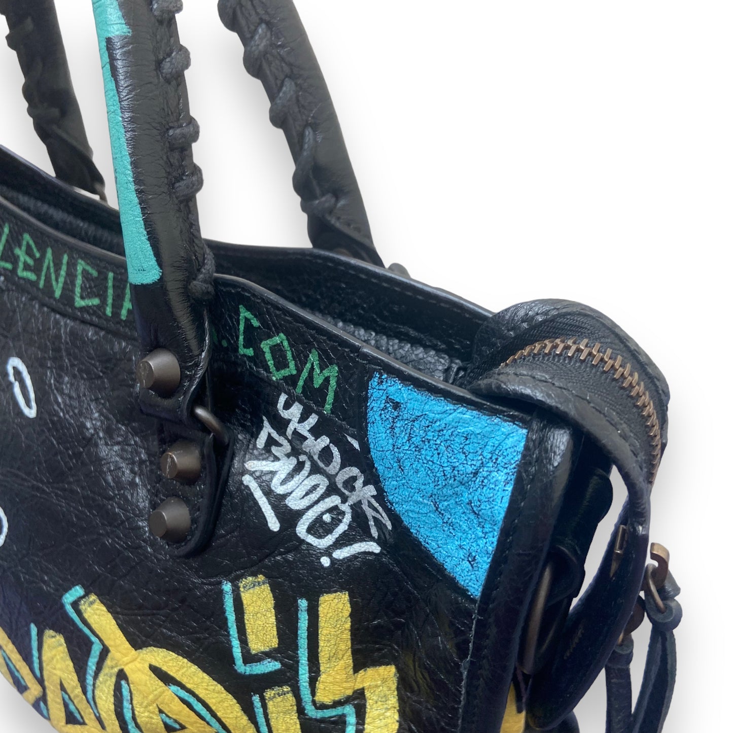 BALENCIAGA CITY CLASSIC LEATHER GRAFFITI BAG S