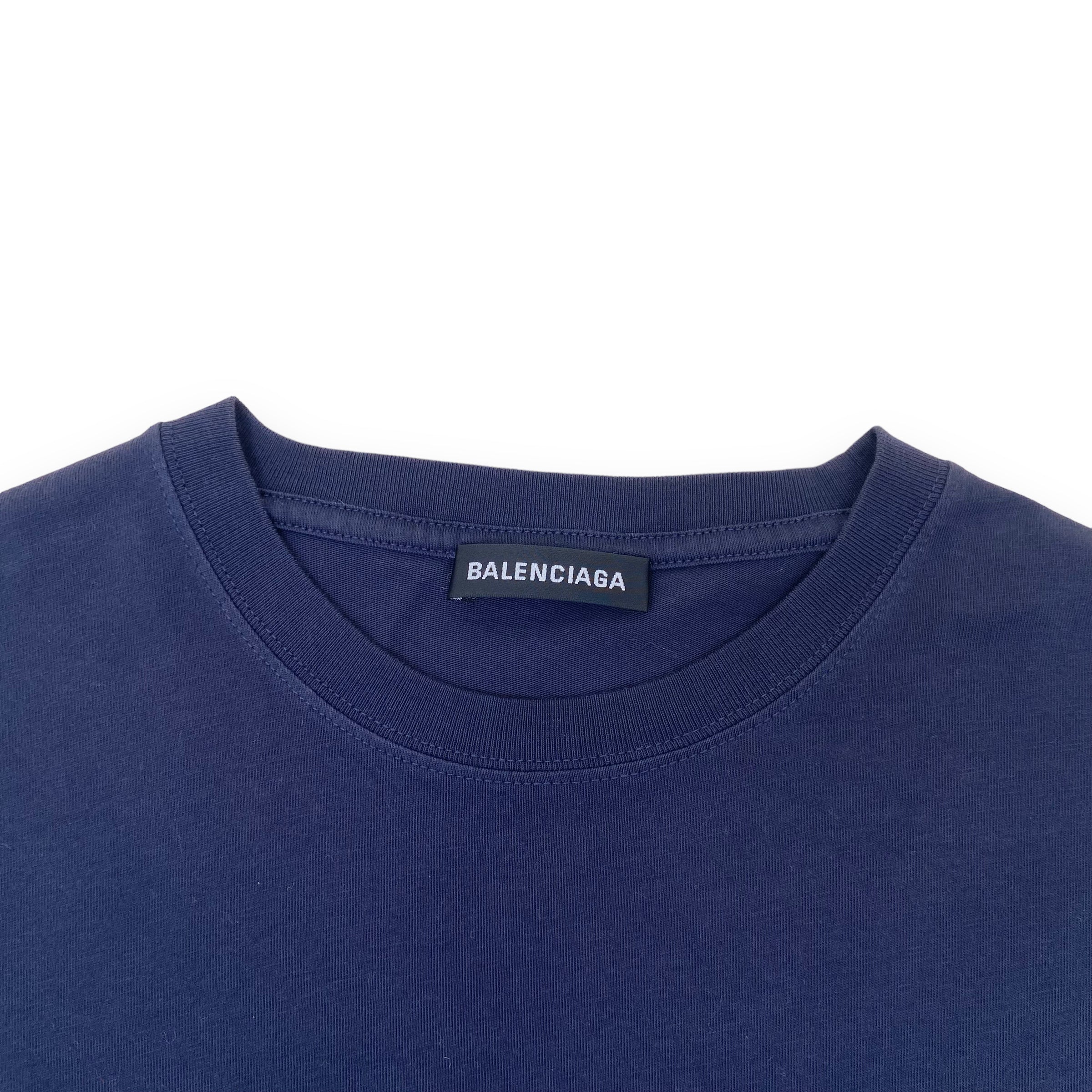 BALENCIAGA POLITICAL LOGO T-SHIRT NAVY M