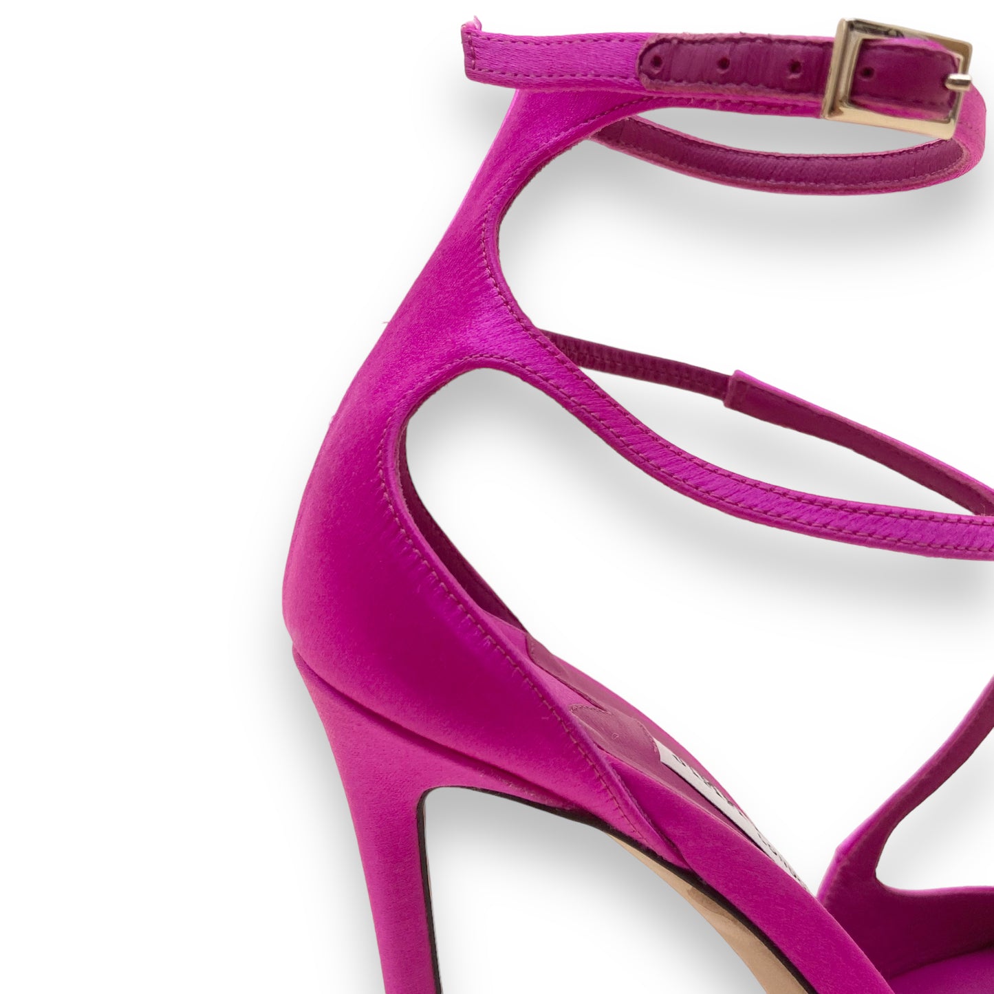 JIMMY CHOO AZIA 95 SATIN HEELS FUCHSIA UK5