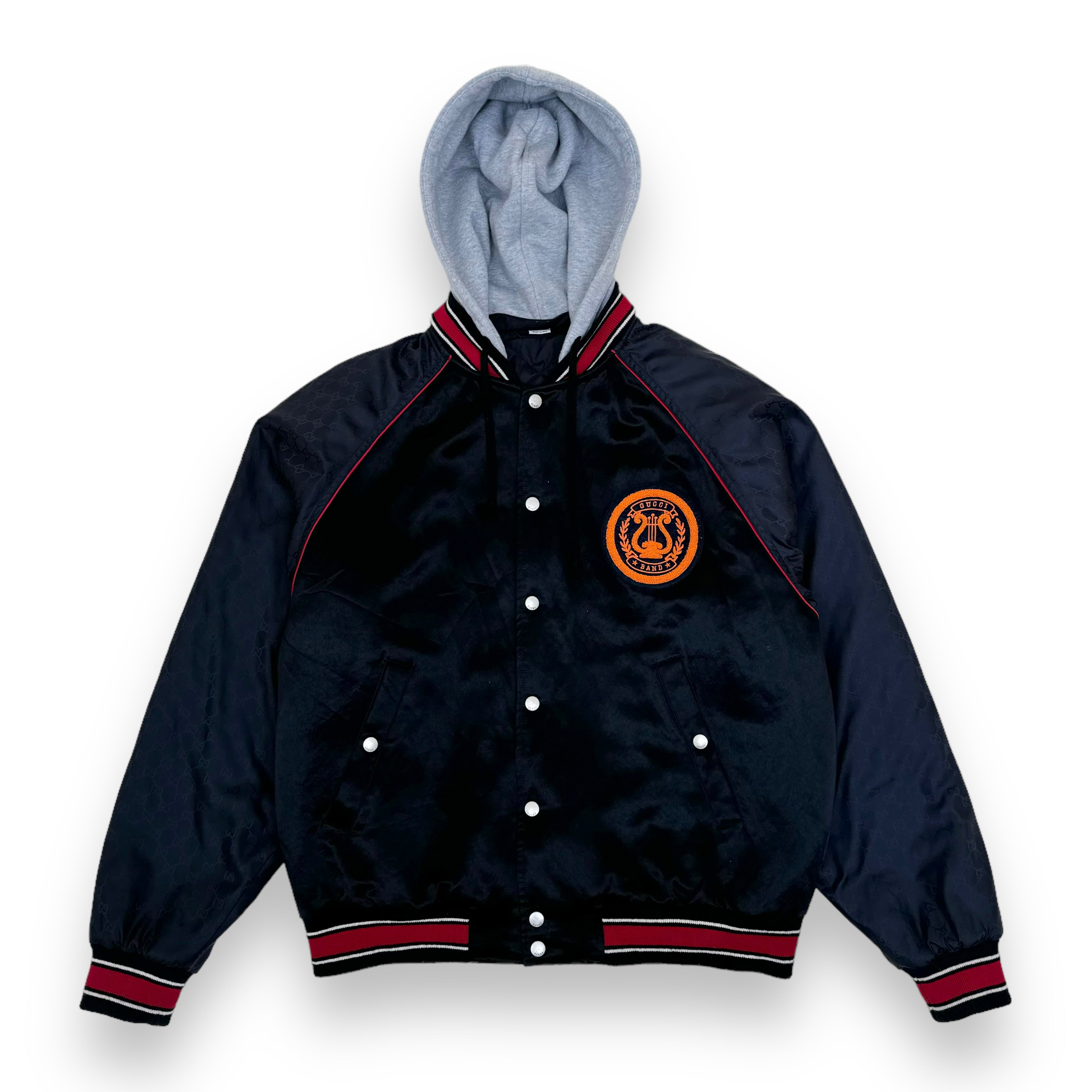 GUCCI BAND HOODED BOMBER JACKET BLACK S