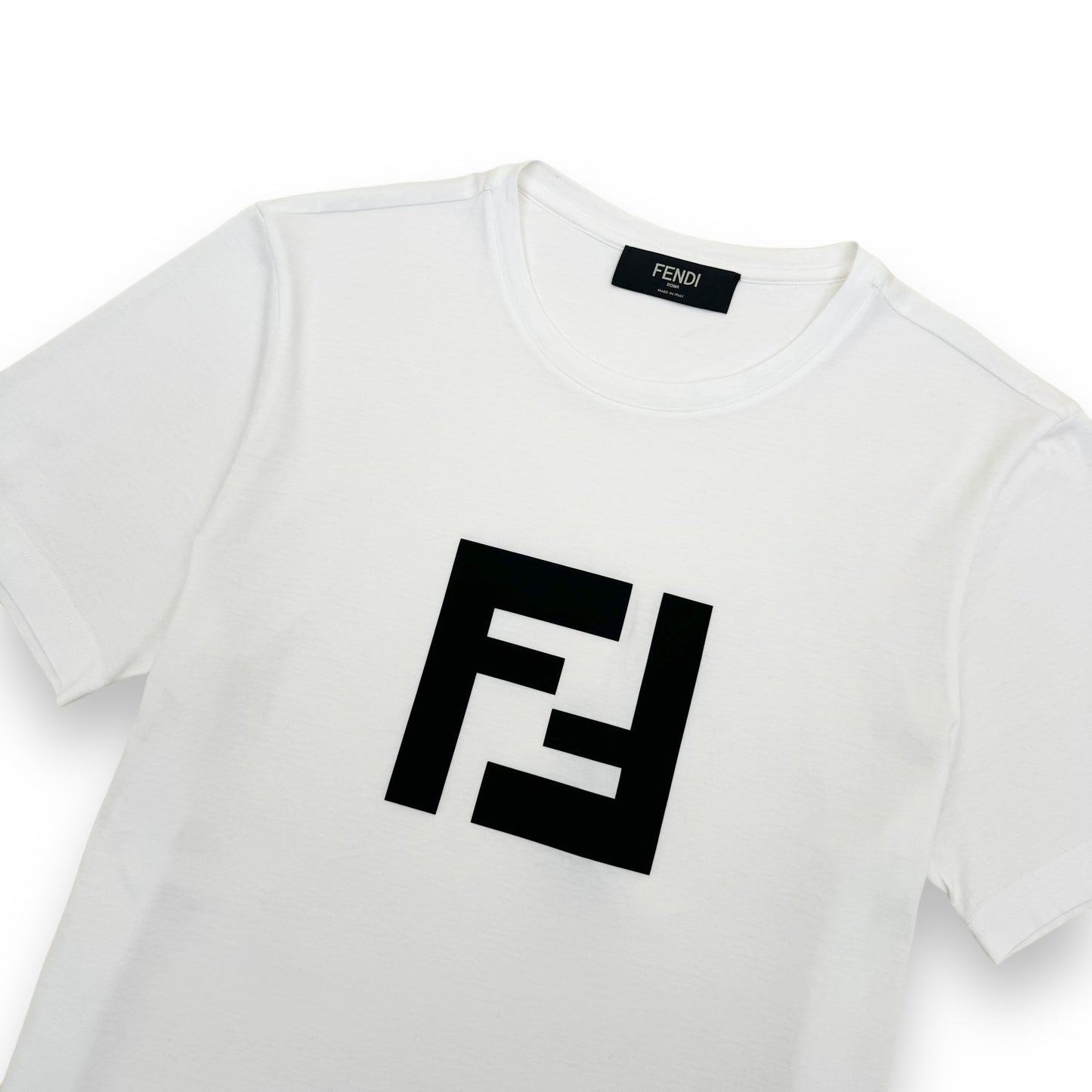 FENDI RUBBERISED LOGO T-SHIRT WHITE L