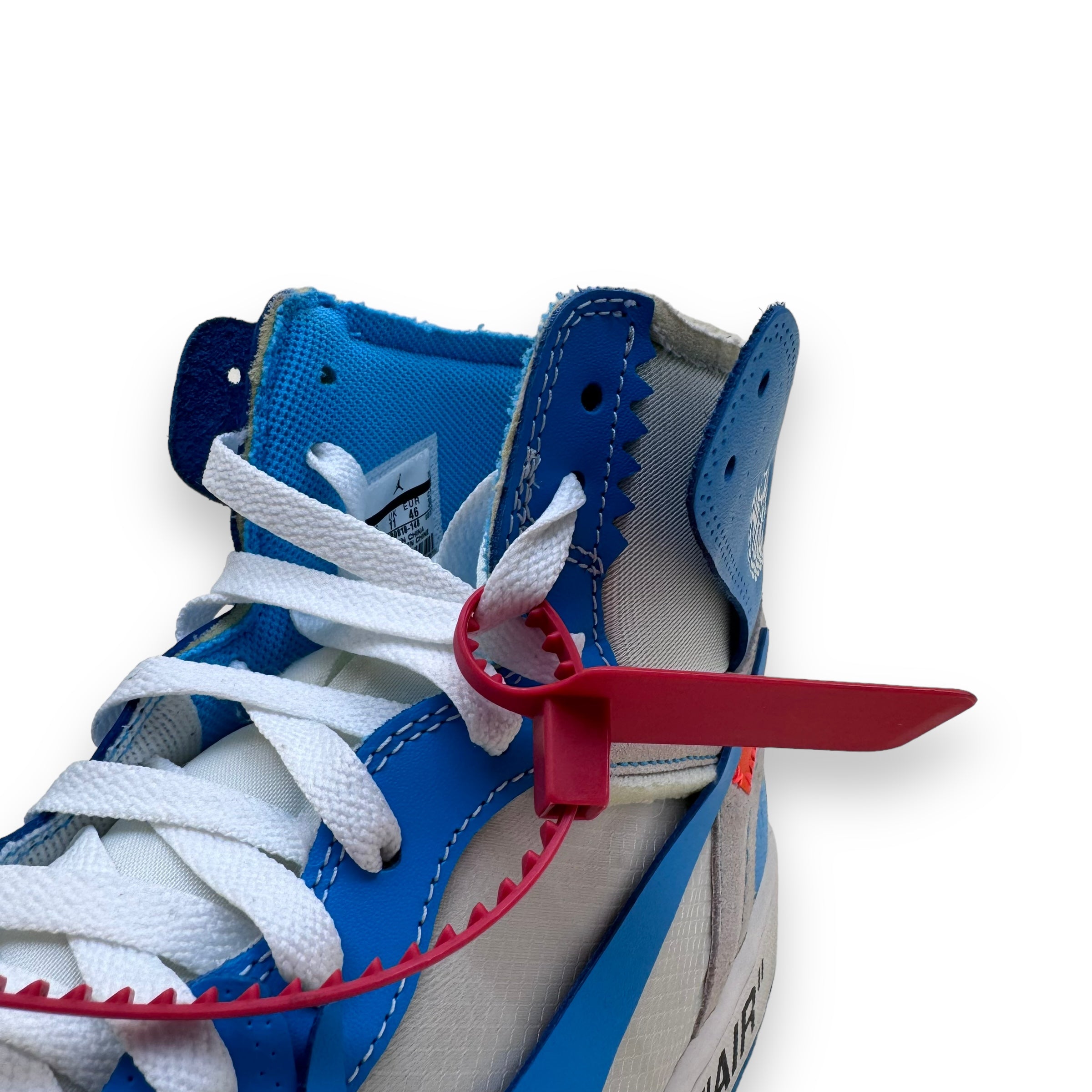 NIKE X OFF-WHITE JORDAN 1 HIGH UNIVERSITY BLUE UNC SNEAKER UK11