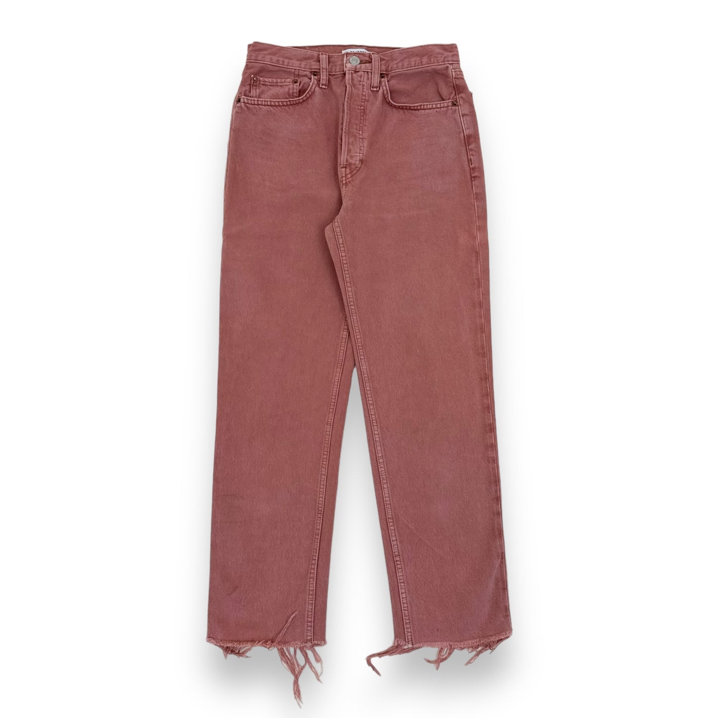 RE-DONE 70’S HIGH RISE STOVE PIPE RAW WASHED DENIM JEANS SALMON 27”