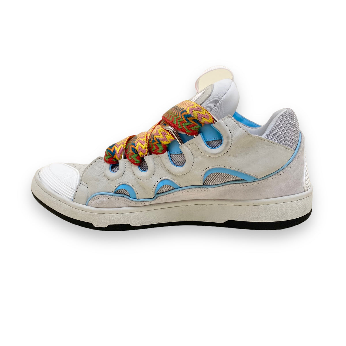LANVIN CURB SUEDE TRIM SNEAKERS WHITE UK10.5