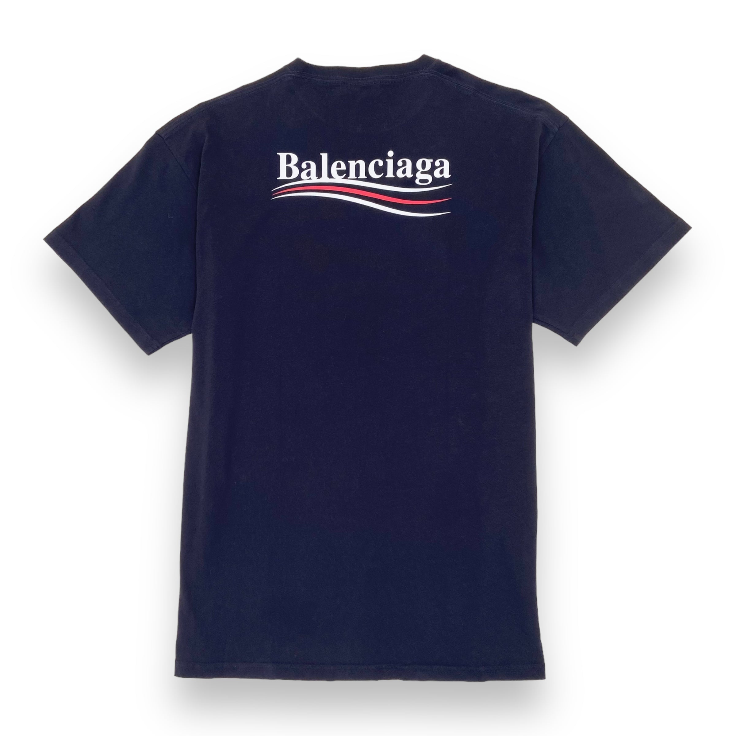 BALENCIAGA POLITICAL LOGO T-SHIRT NAVY M