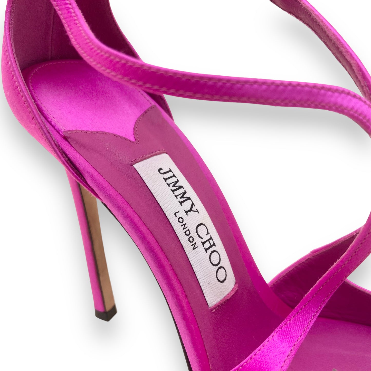 JIMMY CHOO AZIA 95 SATIN HEELS FUCHSIA UK5