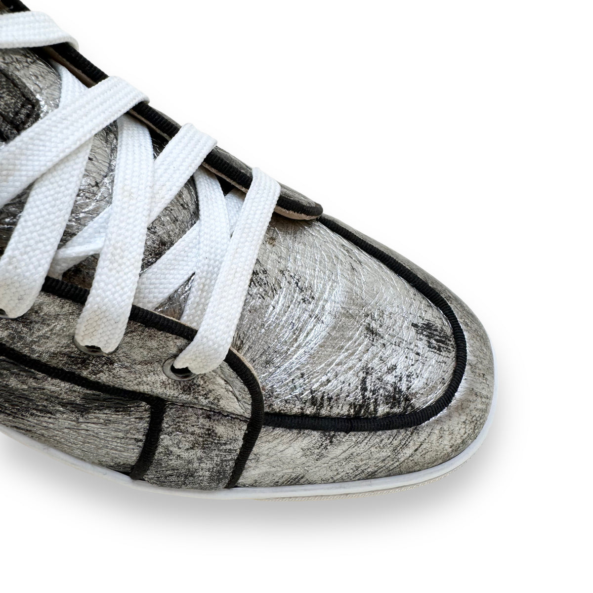 CHRISTIAN LOUBOUTIN HIGH TOP SNEAKERS SILVER UK9