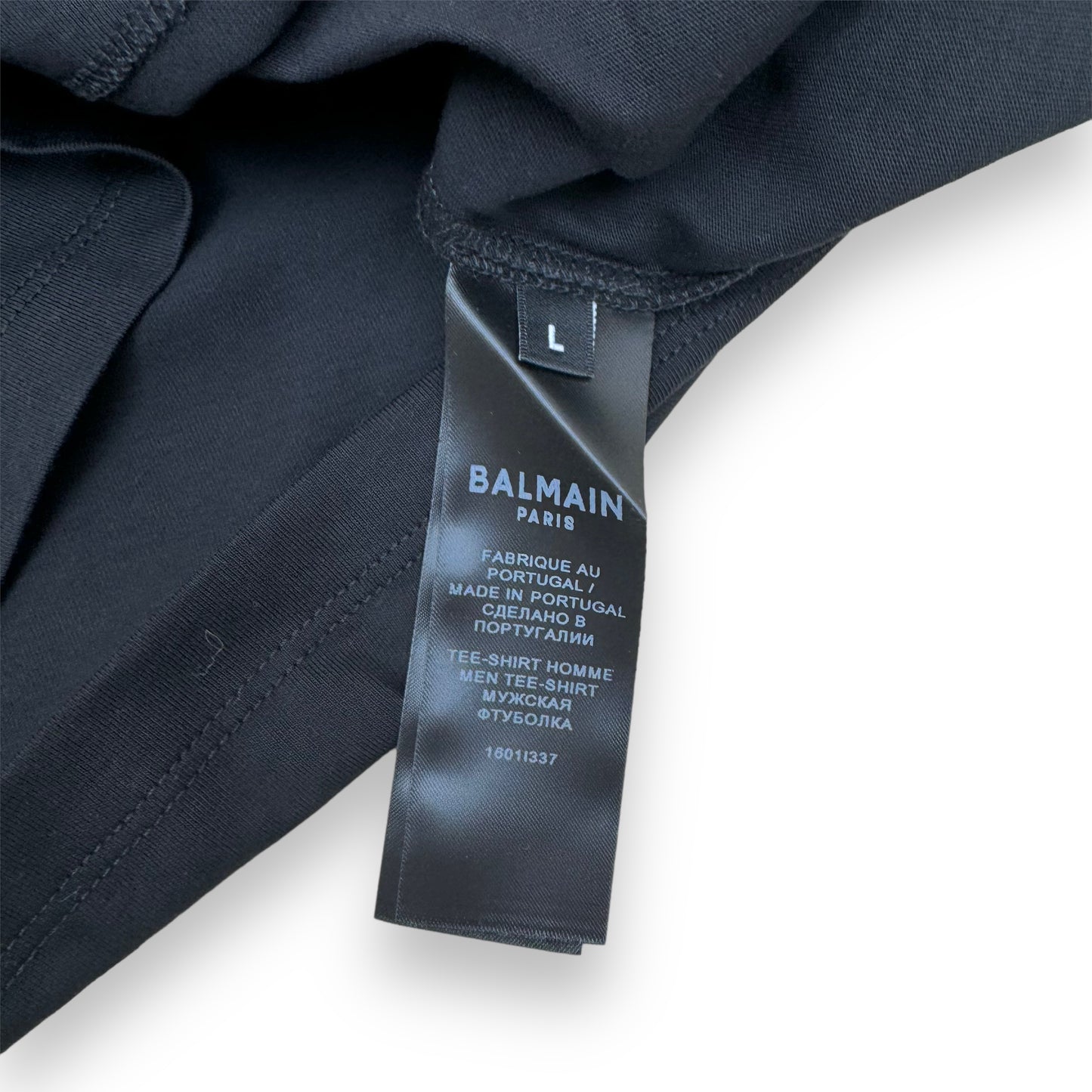 BALMAIN EMBOSSED SHORT-SLEEVE T-SHIRT BLACK L