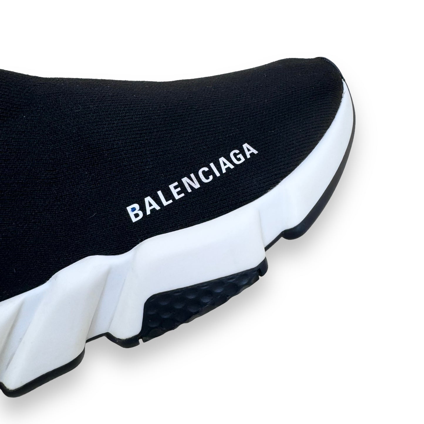 BALENCIAGA SPEED RECYCLED KNIT SNEAKERS WHITE / BLACK UK8