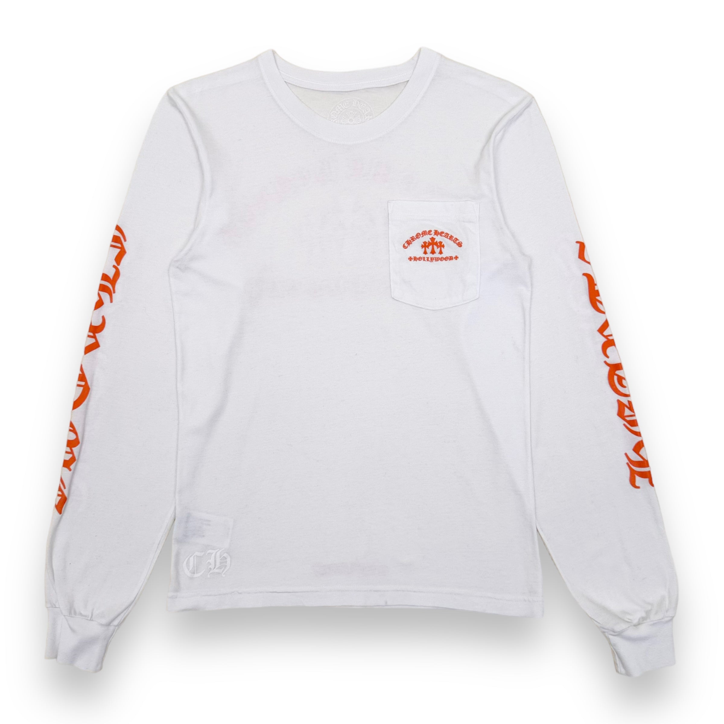 CHROME HEARTS KING TACO LONG SLEEVE T-SHIRT WHITE / ORANGE S