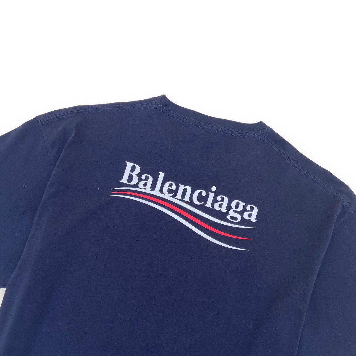 BALENCIAGA POLITICAL LOGO T-SHIRT NAVY M