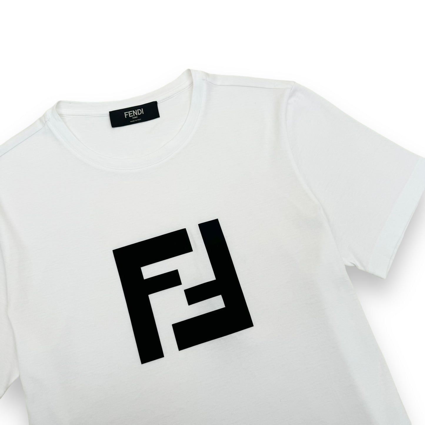 FENDI RUBBERISED LOGO T-SHIRT WHITE L