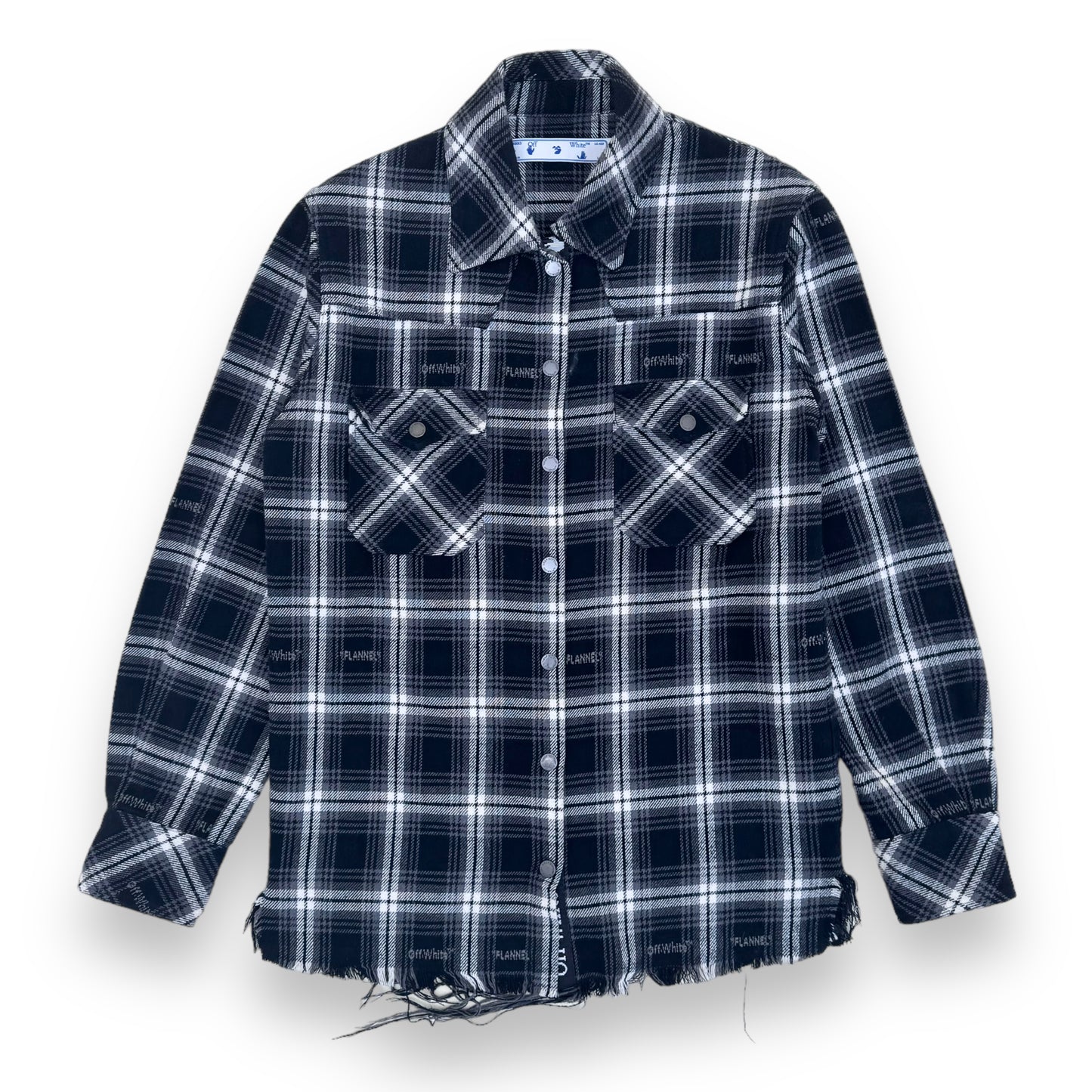 OFF-WHITE LOGO EMBROIDERED CHECKED COTTON-FLANNEL SHIRT S