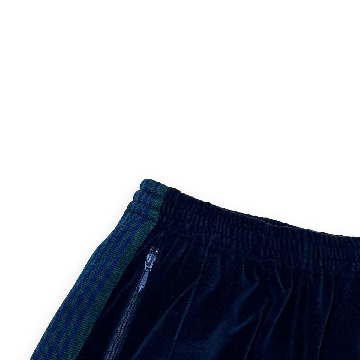 NEEDLES VELOUR TRACK PANTS NAVY / GREEN M