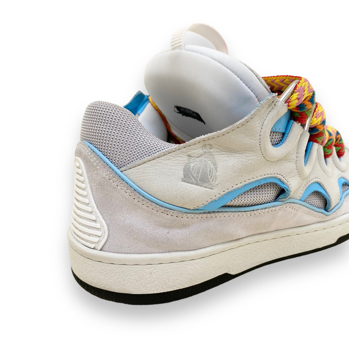 LANVIN CURB SUEDE TRIM SNEAKERS WHITE UK10.5