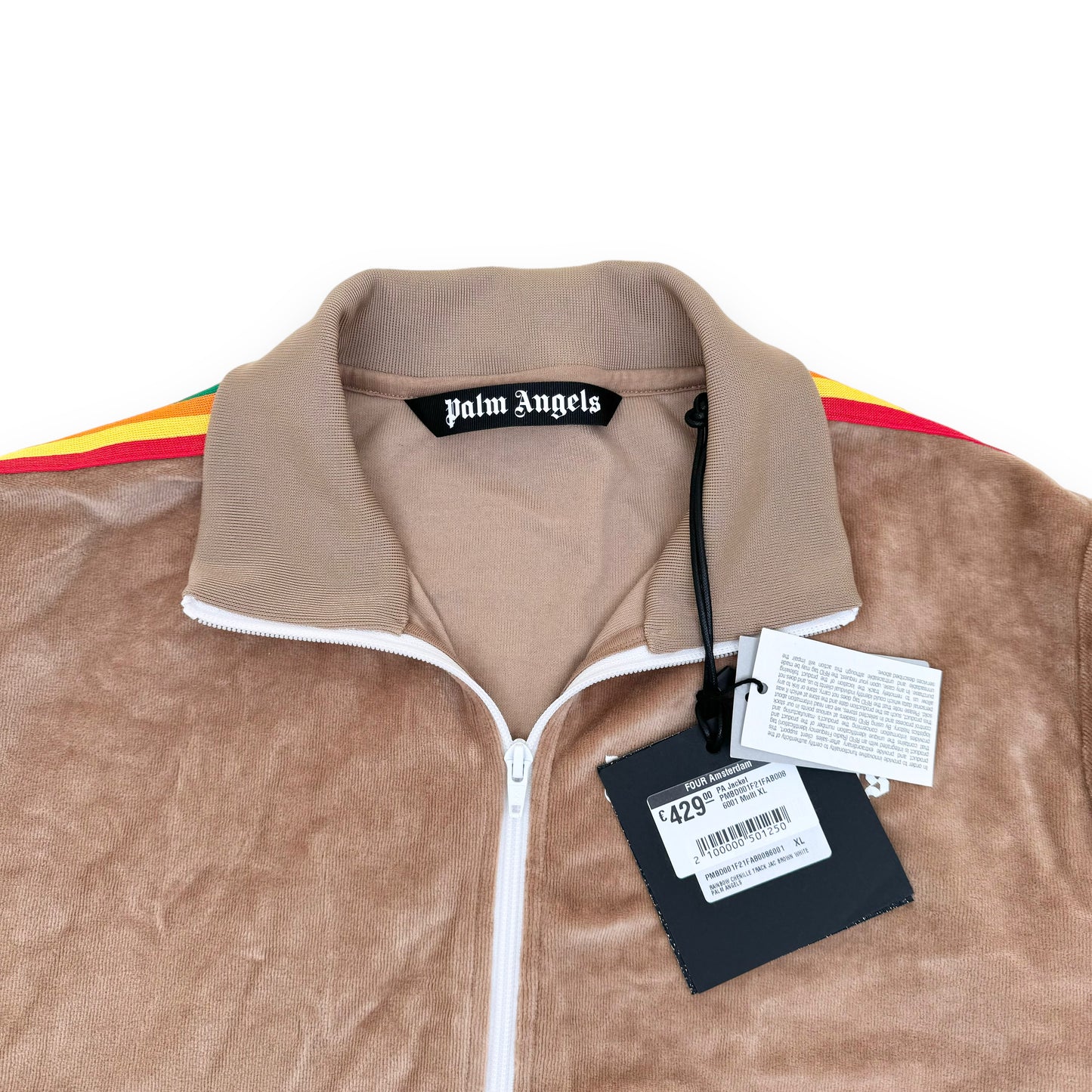 PALM ANGELS VELOUR TRACK JACKET BEIGE XL