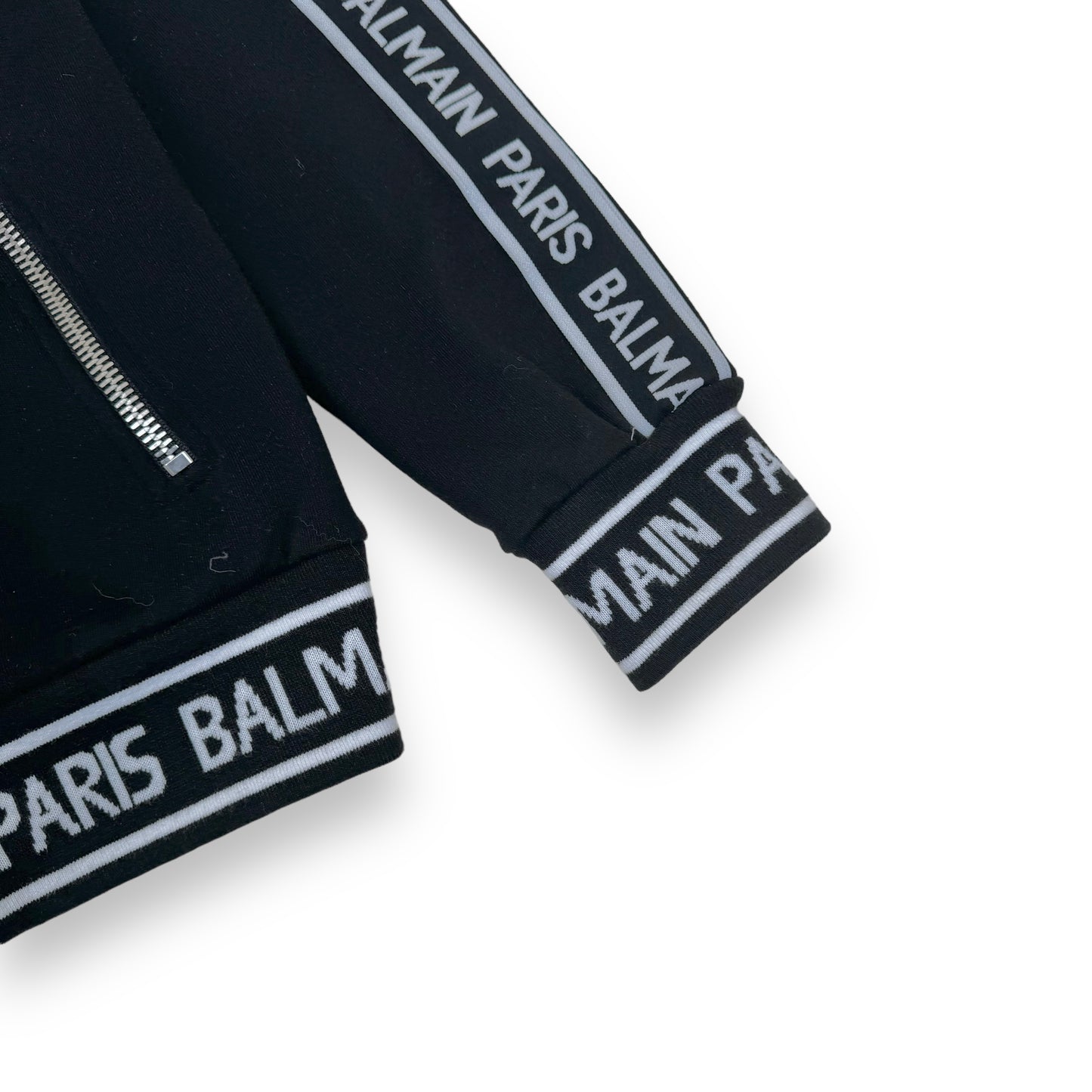 BALMAIN TAPE LOGO ZIP-UP SWEATSHIRT BLACK M