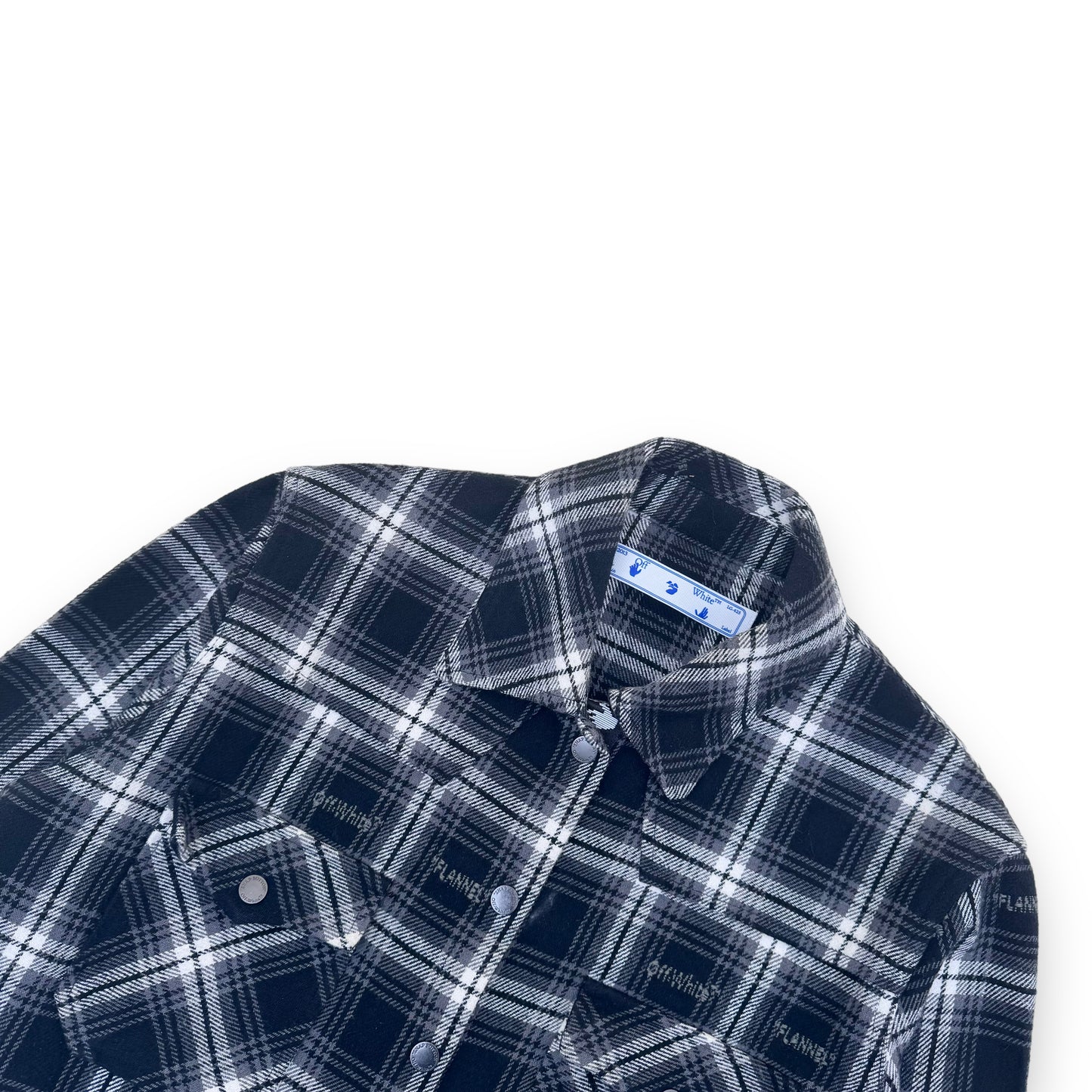 OFF-WHITE LOGO EMBROIDERED CHECKED COTTON-FLANNEL SHIRT S