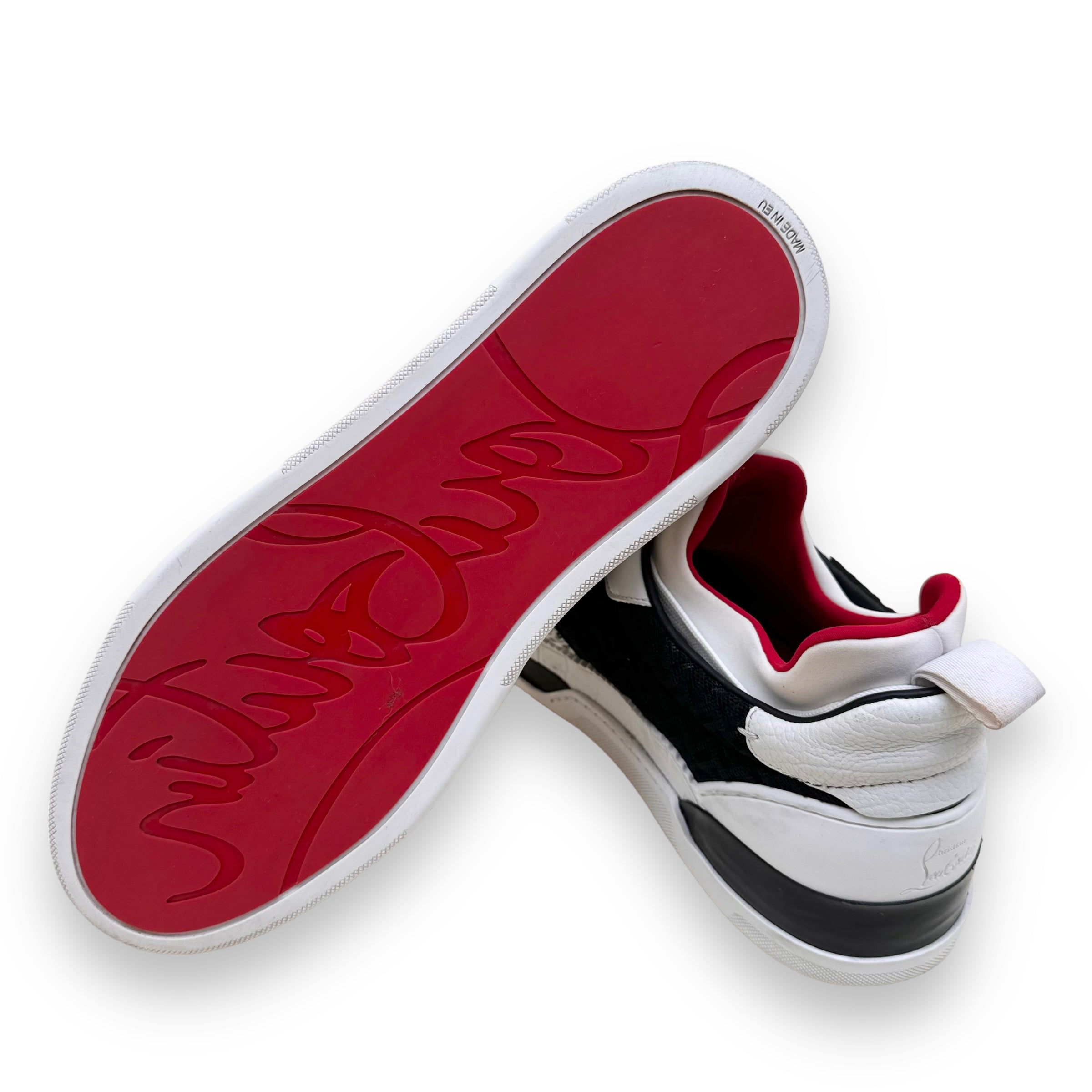 CHRISTIAN LOUBOUTIN AURELIEN LEATHER / MESH LOW TOP SNEAKERS UK10.5