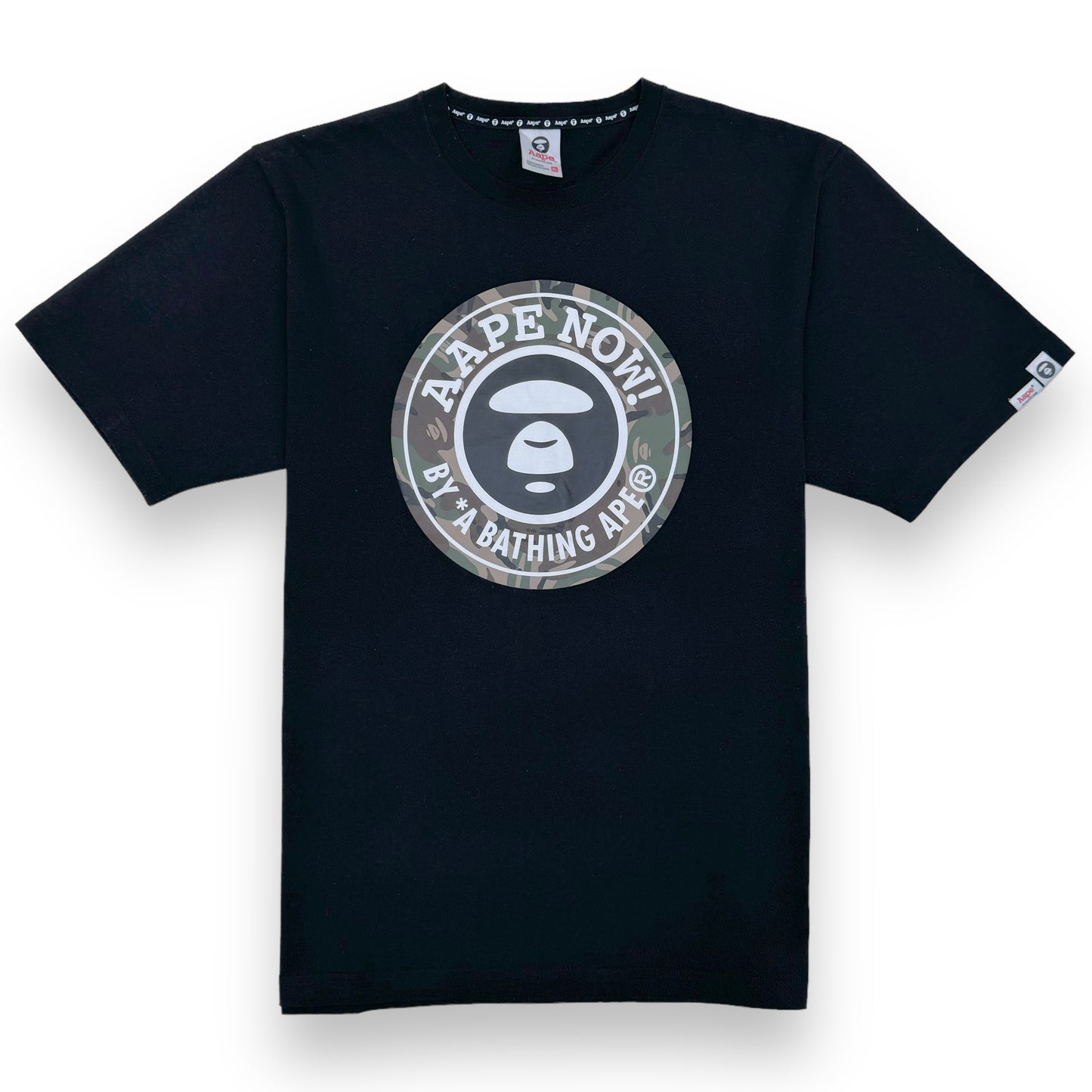 AAPE BY A BATHING APE LOGO-PRINT COTTON T-SHIRT BLACK XL