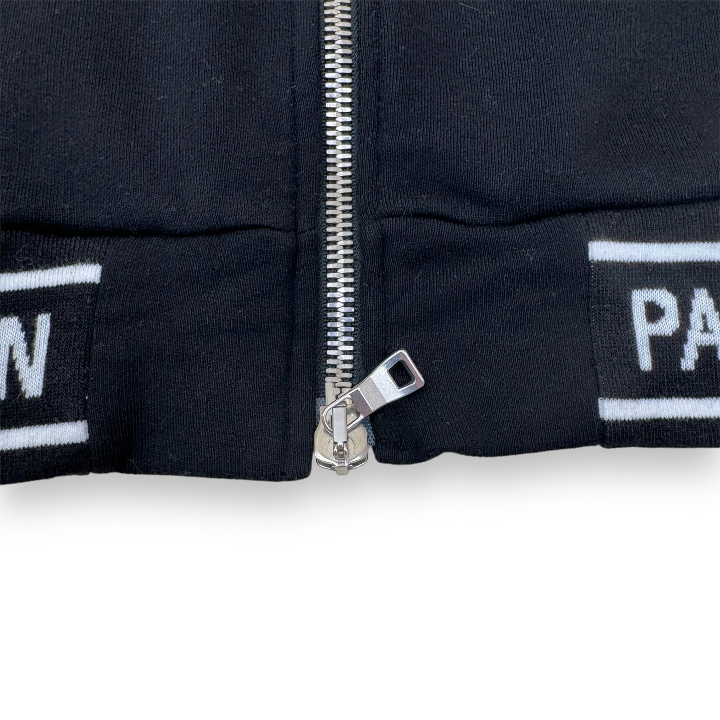 BALMAIN TAPE LOGO ZIP-UP SWEATSHIRT BLACK M