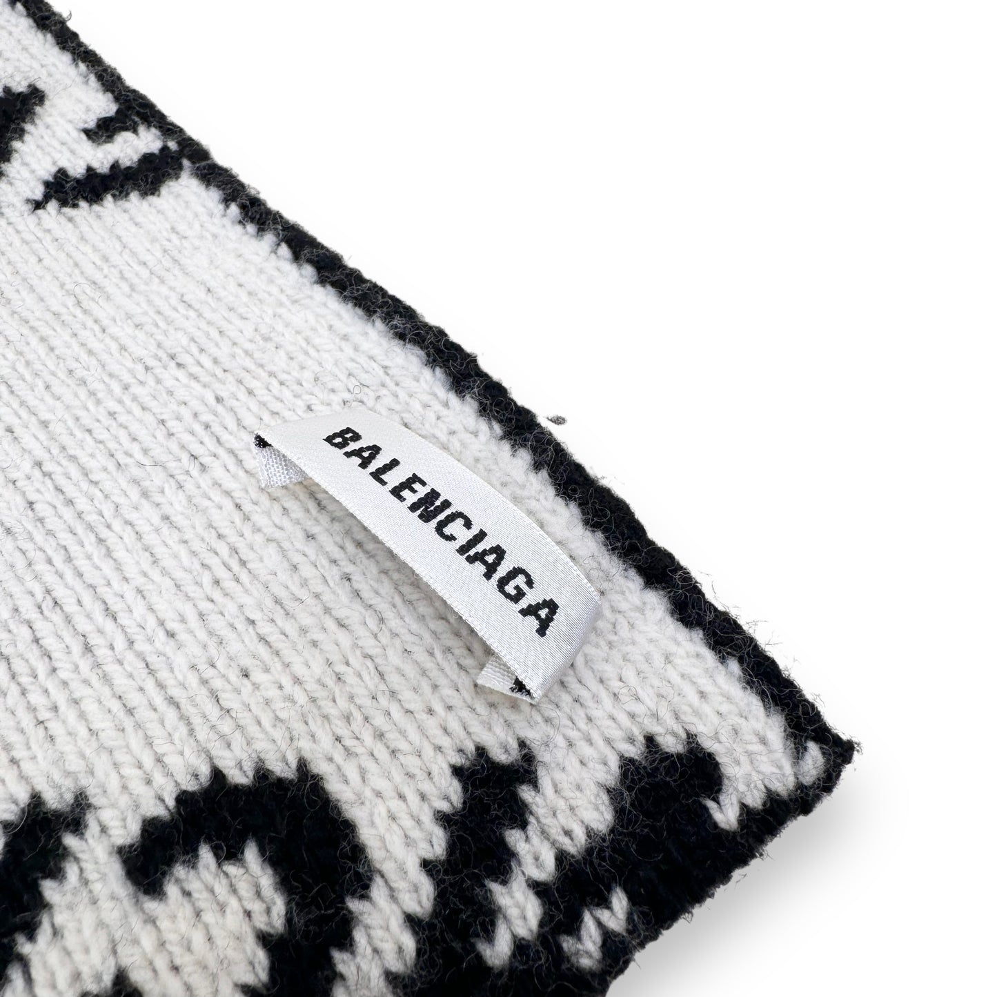 BALENCIAGA VIRGIN WOOL LOGO SCARF BLACK