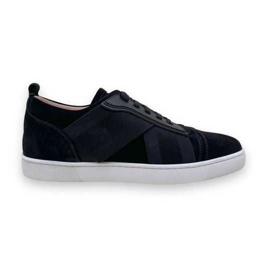 CHRISTIAN LOUBOUTIN ELASTIKID DONNA SUEDE LOW TOP SNEAKERS BLACK UK10