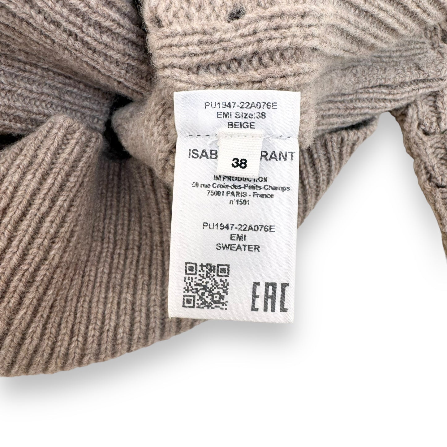 ISABEL MARANT EMI CABLE-KNIT MERINO SWEATER BEIGE S