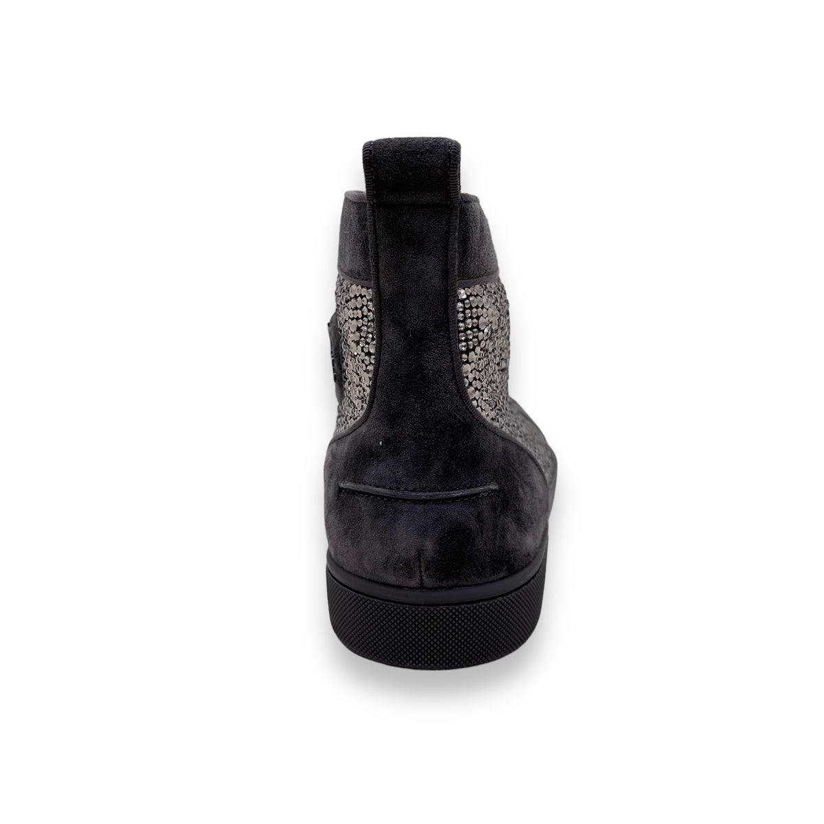 CHRISTIAN LOUBOUTIN STRASS HIGH-TOP SUEDE SNEAKER KHAKI UK11