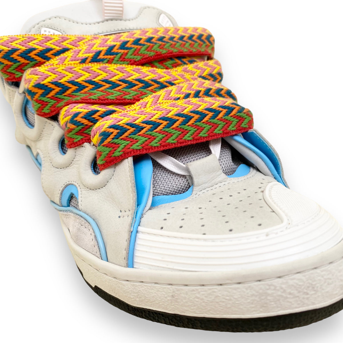 LANVIN CURB SUEDE TRIM SNEAKERS WHITE UK10.5