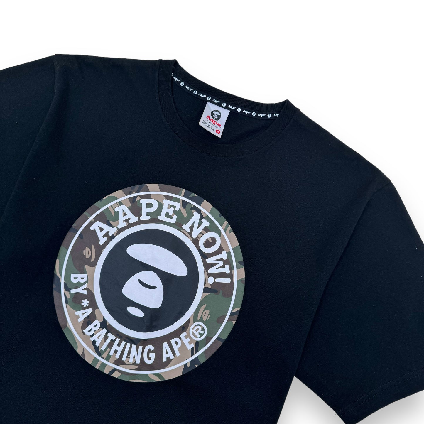 AAPE BY A BATHING APE LOGO-PRINT COTTON T-SHIRT BLACK XL