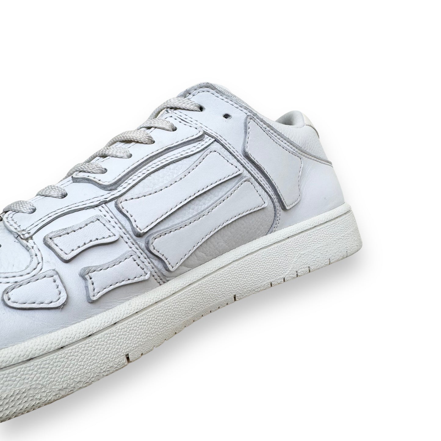 AMIRI SKELETOP LEATHER LOW TOP SNEAKERS WHITE UK12