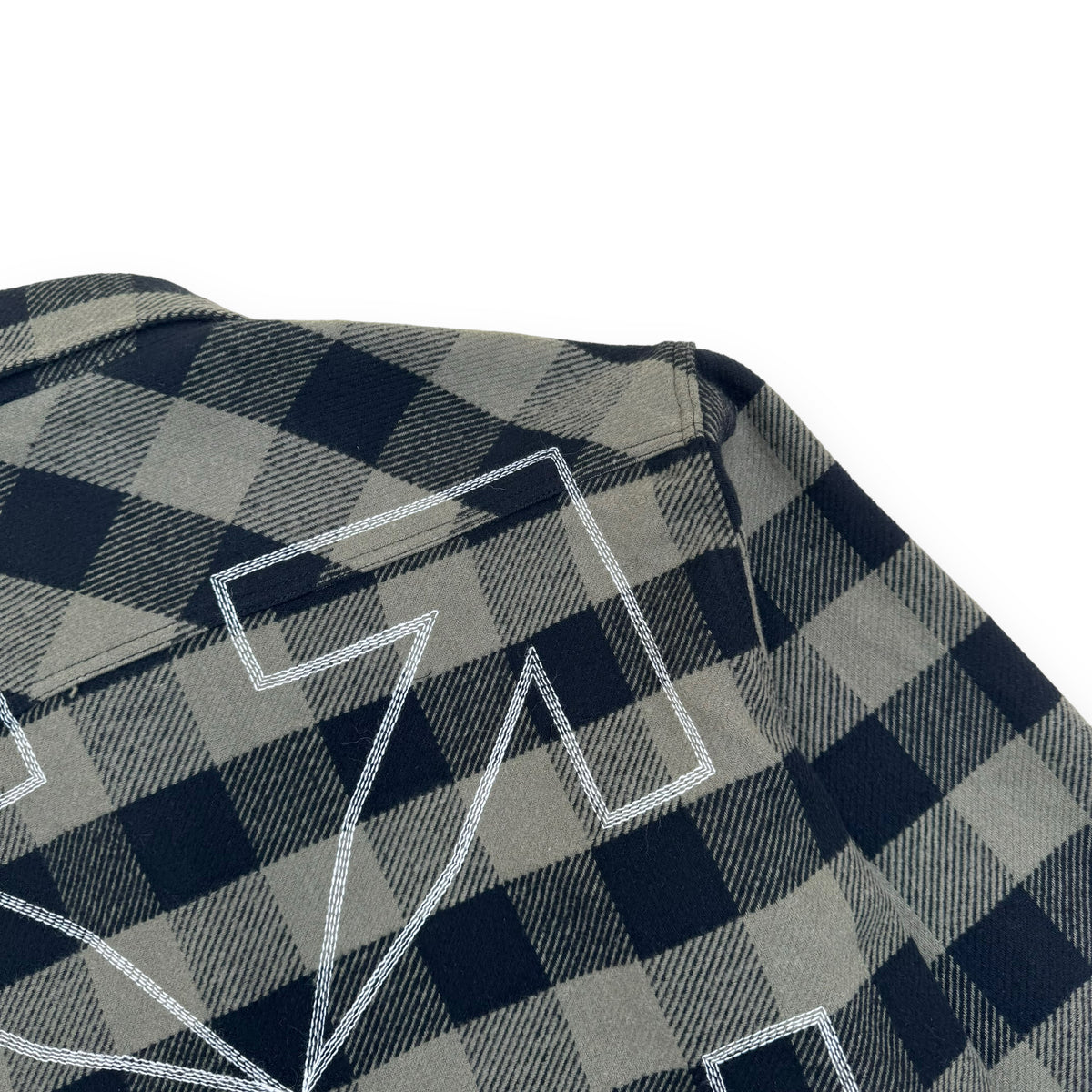 OFF-WHITE CHECKED LOGO EMBROIDERED FLANNEL SHIRT GREEN / BLACK L