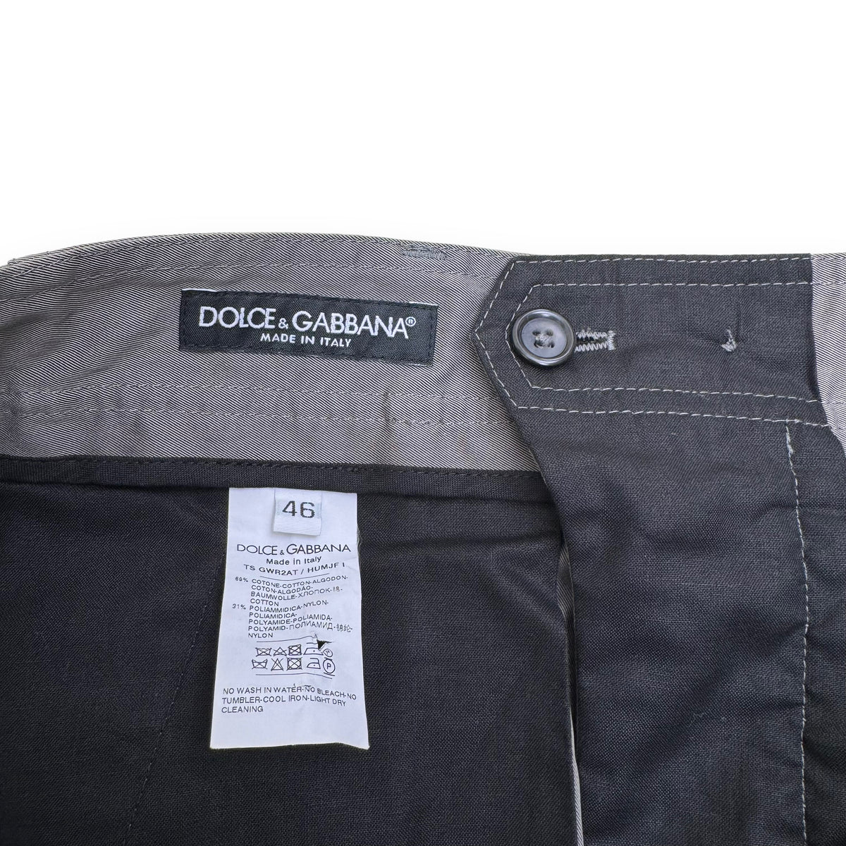 DOLCE & GABBANA COTTON CARGO TROUSERS GREY S