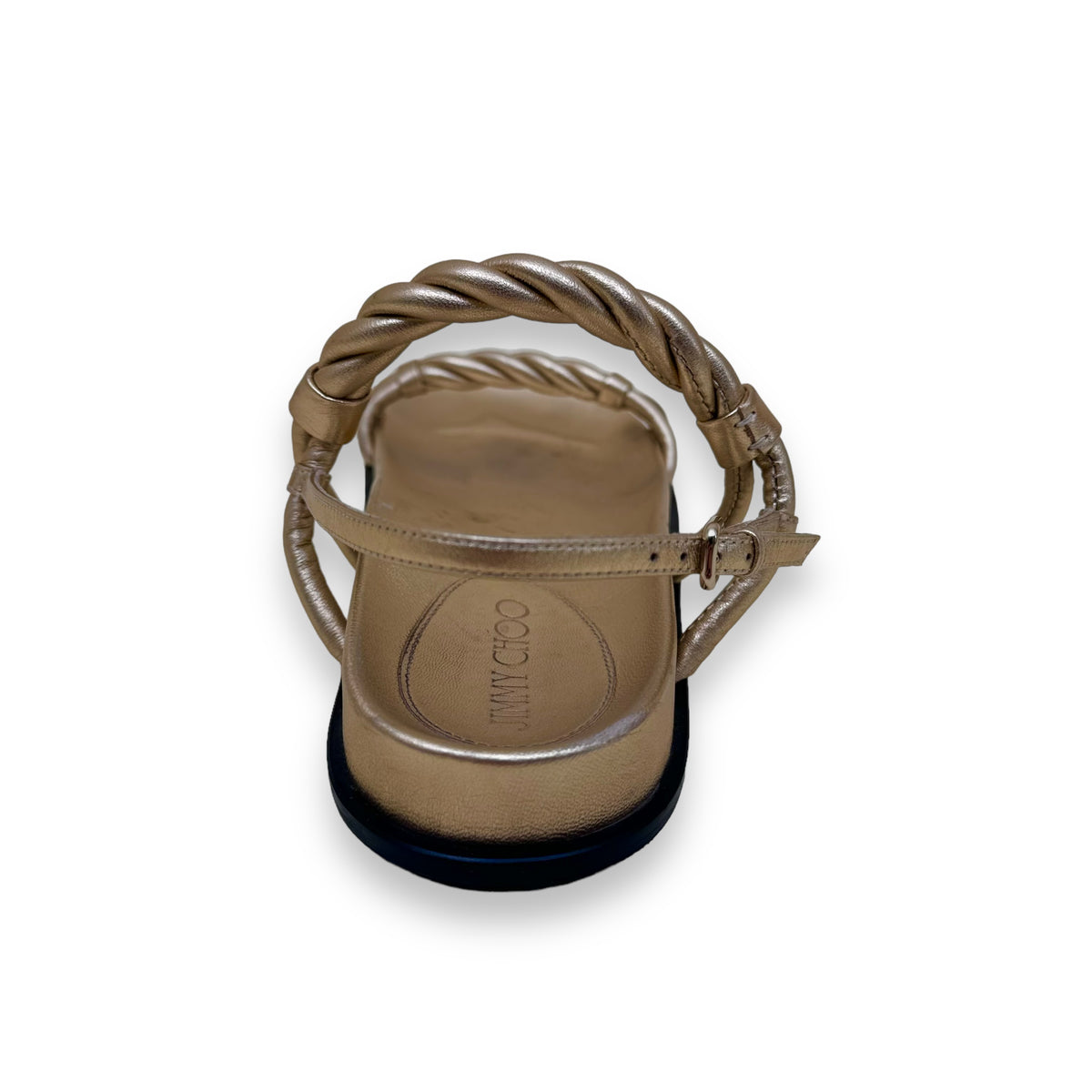 JIMMY CHOO DIOSA LEATHER SANDALS GOLD UK9