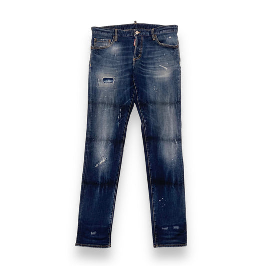 DSQUARED2 WASHED DISTRESSED DENIM JEANS BLUE XL