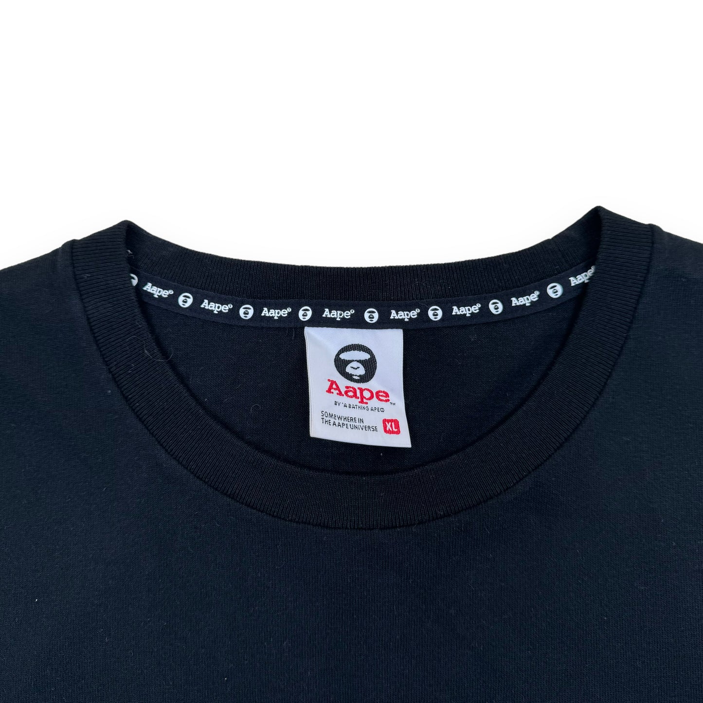 AAPE BY A BATHING APE LOGO-PRINT COTTON T-SHIRT BLACK XL