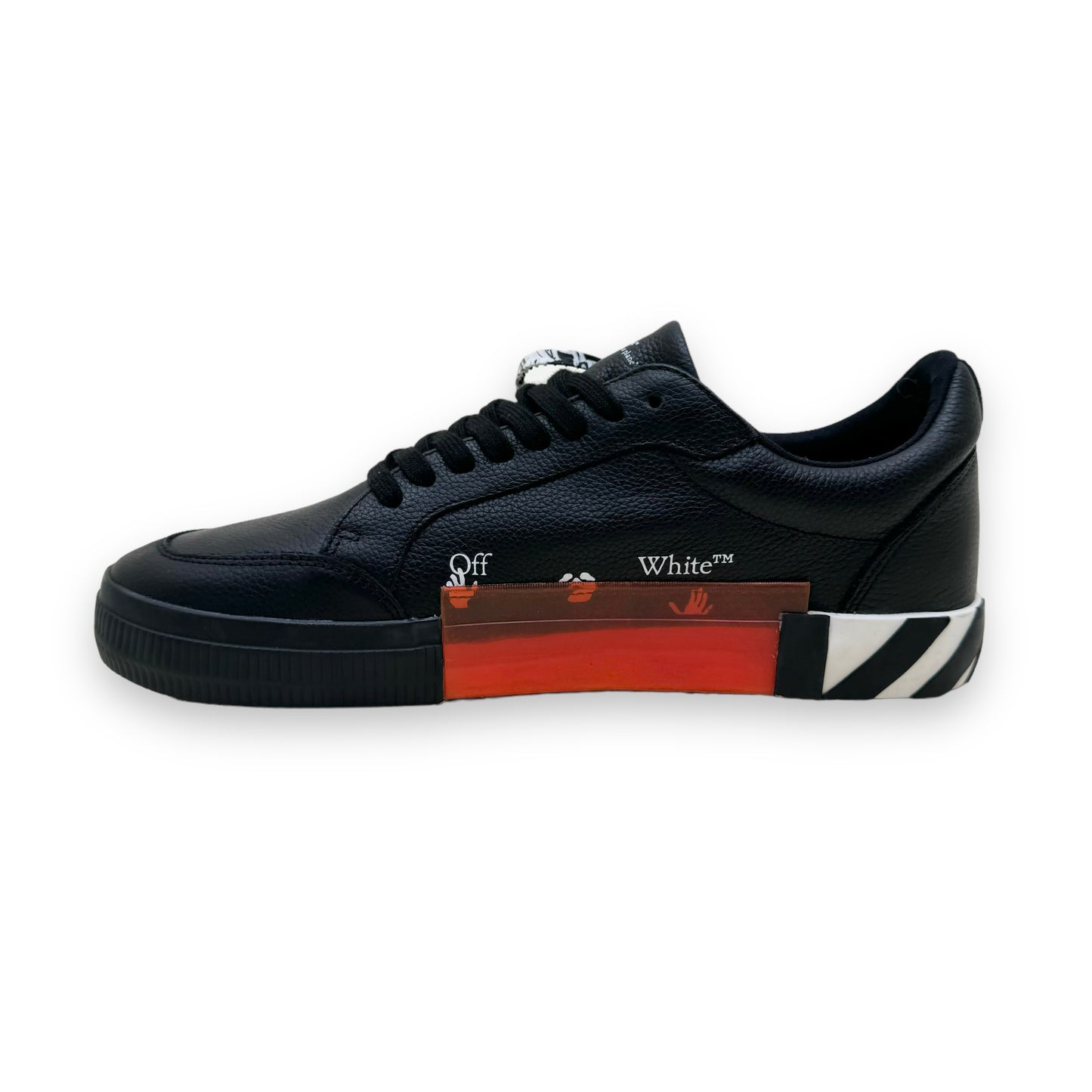 OFF-WHITE LEATHER ARROW VULCANIZED SNEAKERS BLACK UK12