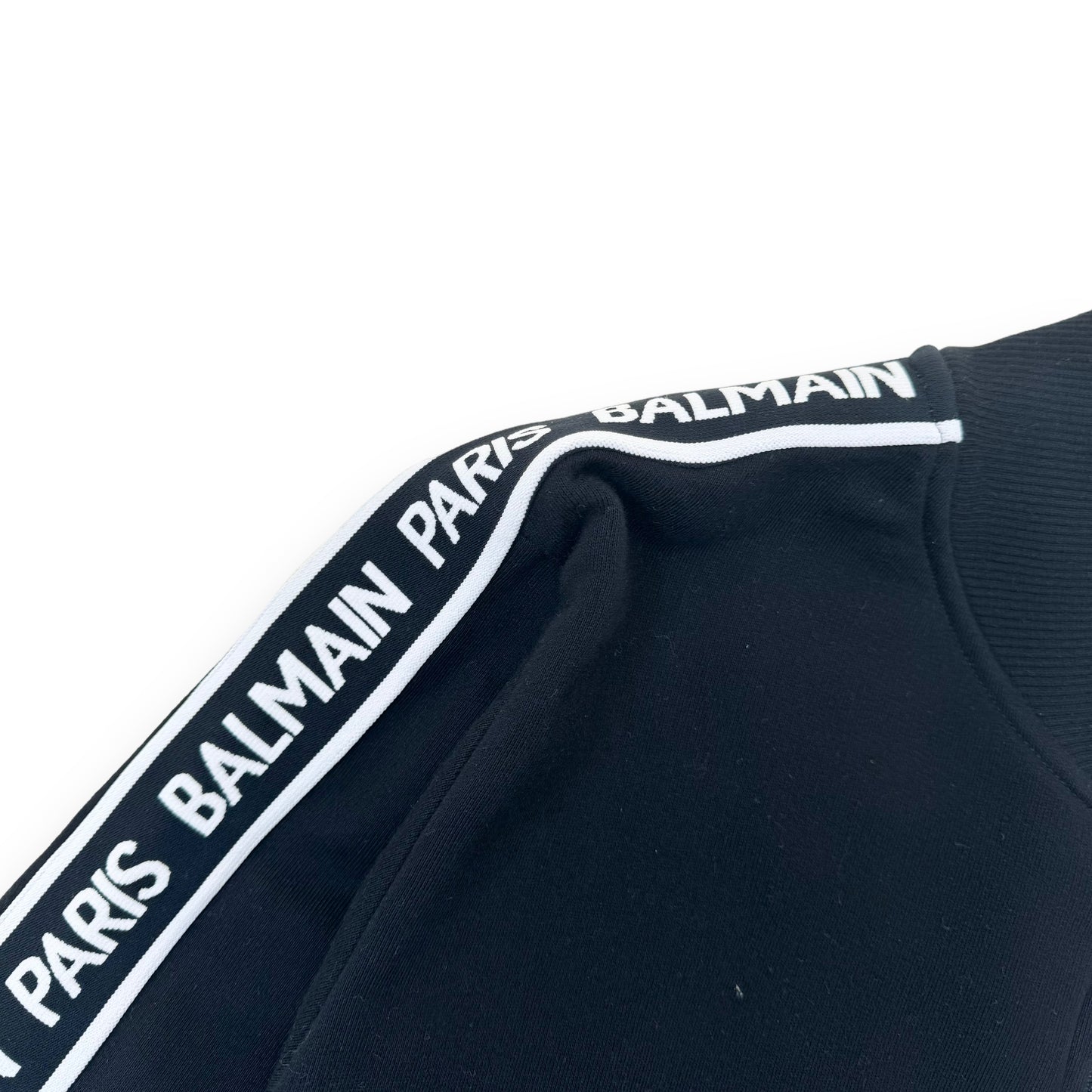 BALMAIN TAPE LOGO ZIP-UP SWEATSHIRT BLACK M