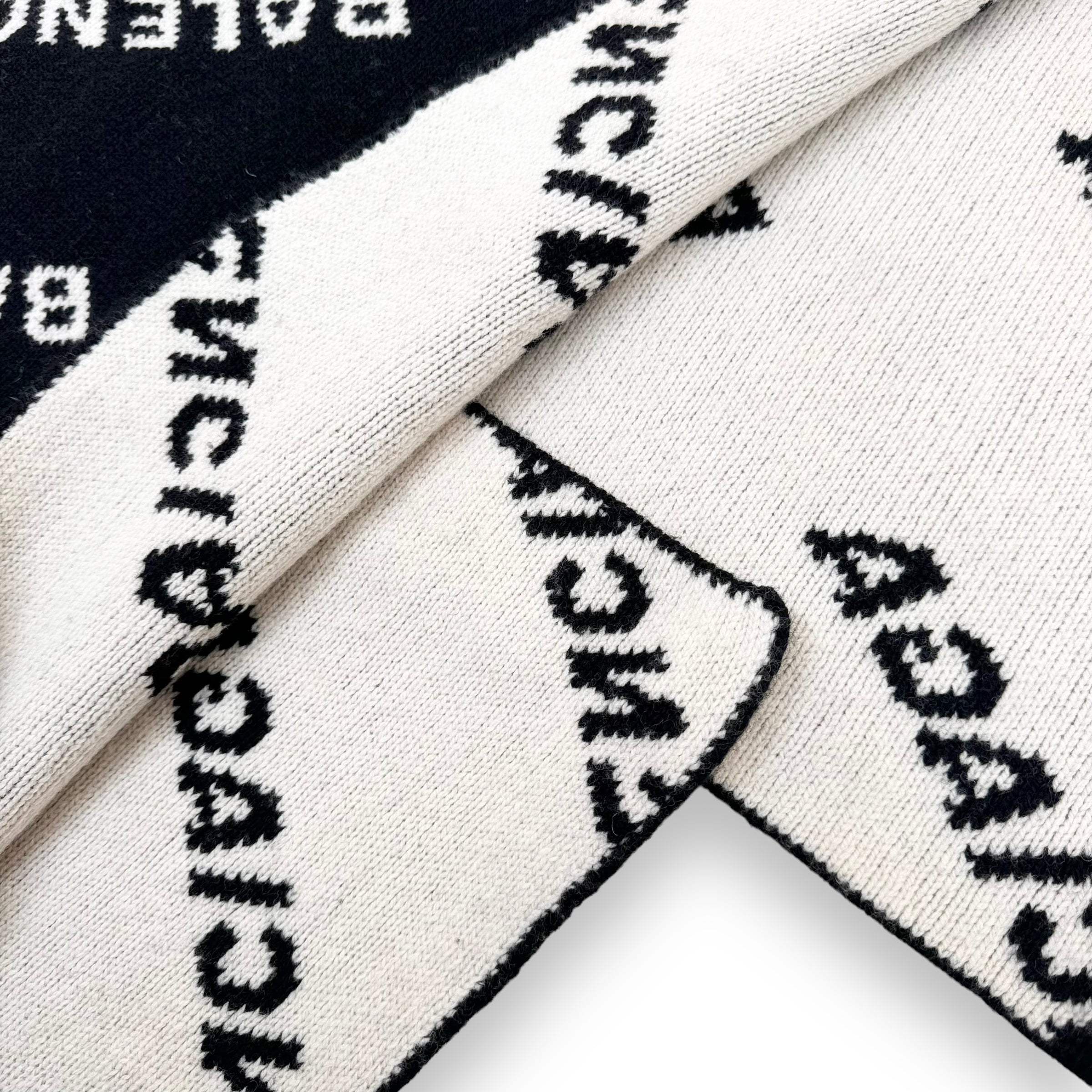 BALENCIAGA VIRGIN WOOL LOGO SCARF BLACK