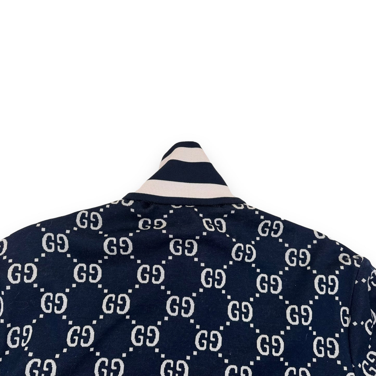 GUCCI GG LOGO-INTARSIA COTTON ZIP-UP TRACK JACKET NAVY L