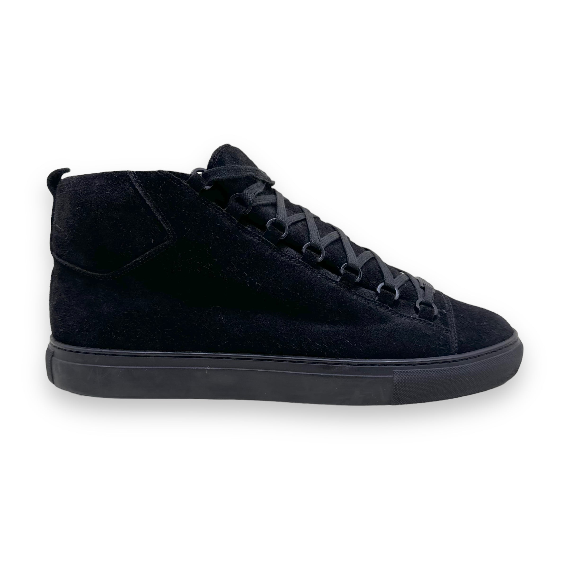 BALENCIAGA ARENA SUEDE HIGH TOP SNEAKERS BLACK UK11 Wylist