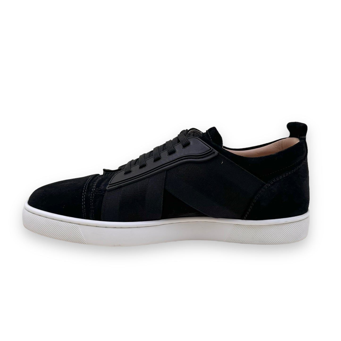 CHRISTIAN LOUBOUTIN ELASTIKID DONNA SUEDE LOW TOP SNEAKERS BLACK UK10