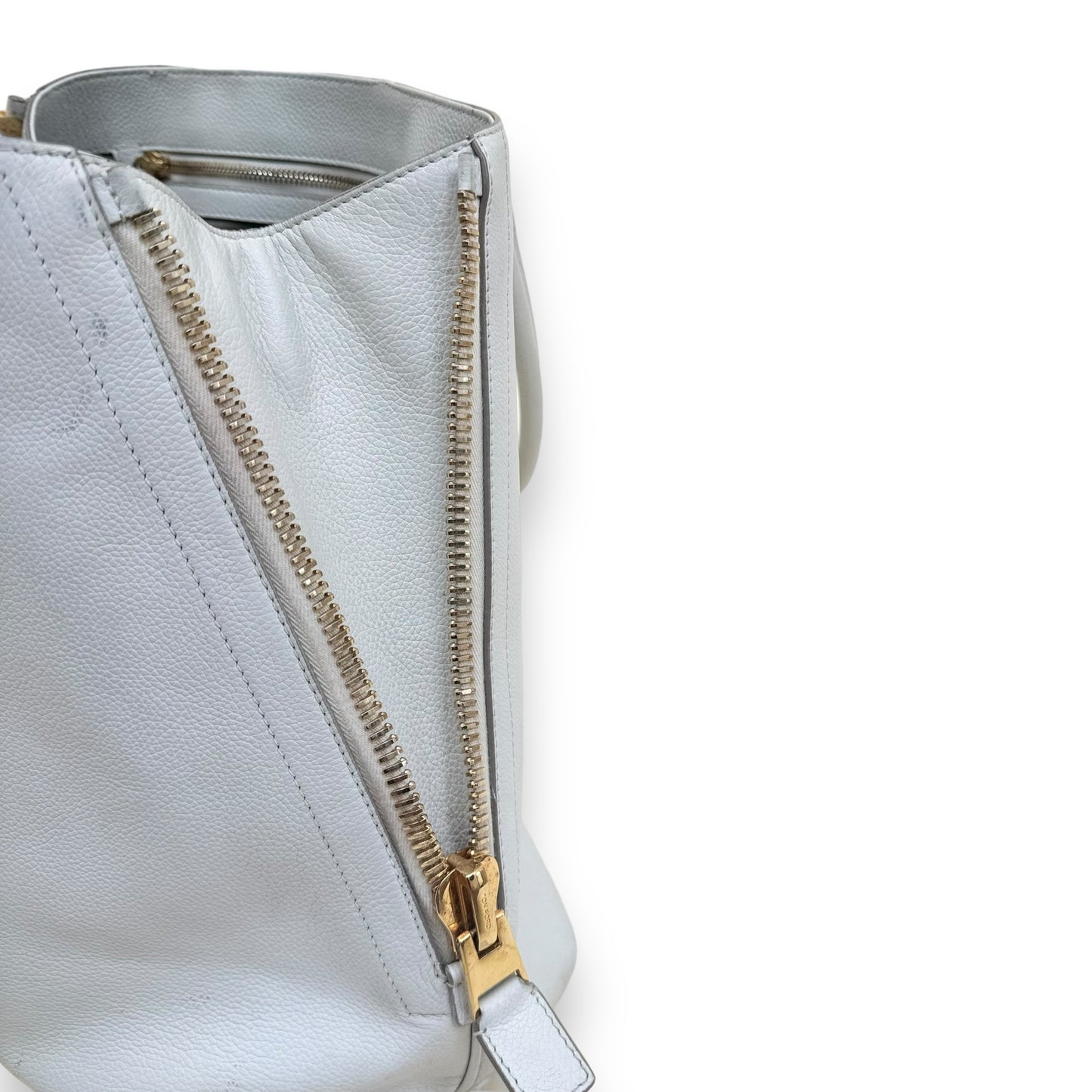 TOM FORD JENNIFER ZIP TOTE LEATHER BAG WHITE / GOLD M