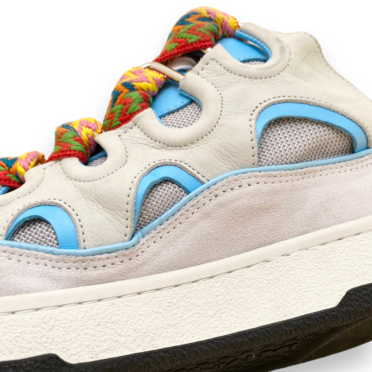 LANVIN CURB SUEDE TRIM SNEAKERS WHITE UK10.5