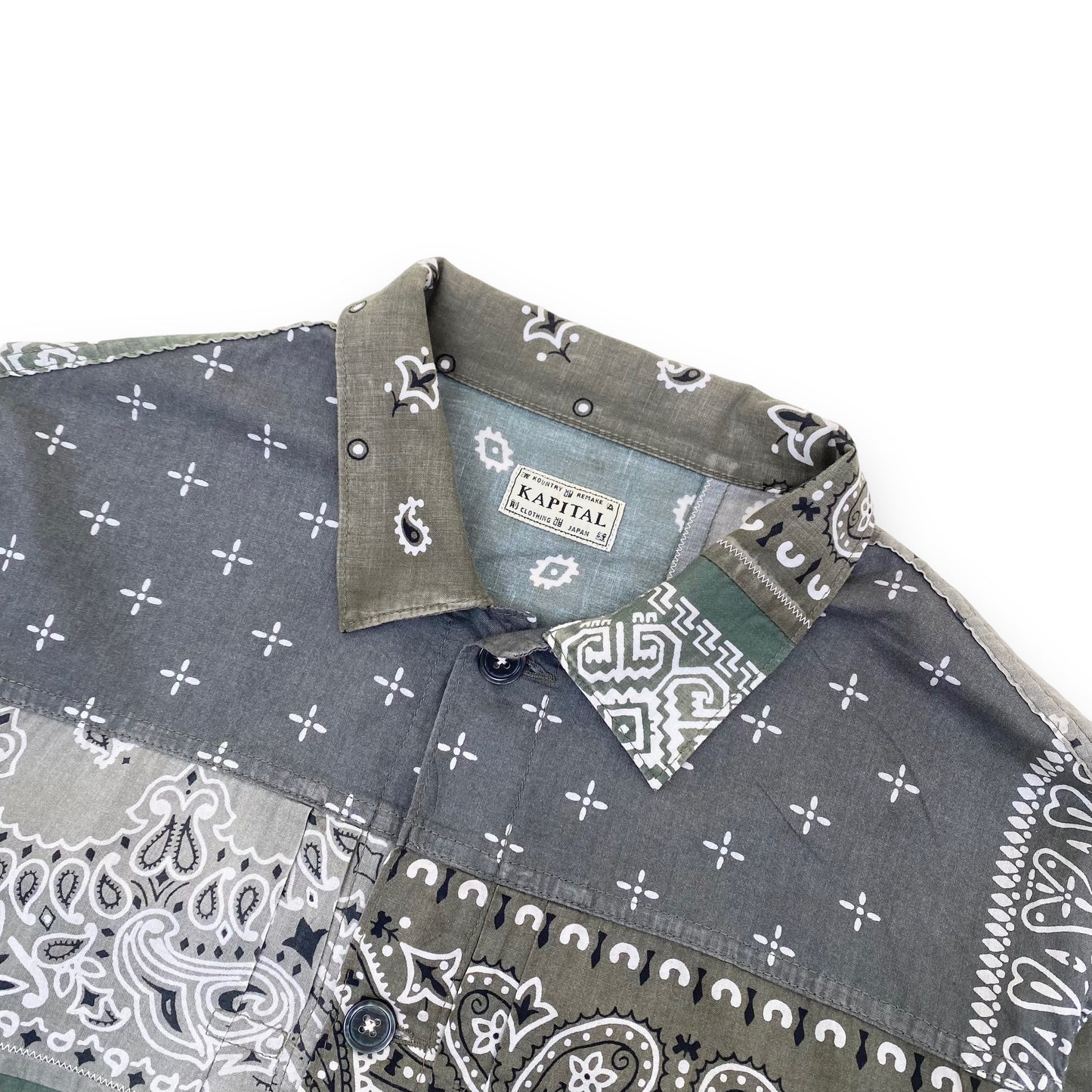 KAPITAL PATCHWORK BANDANA SHIRT GREEN L