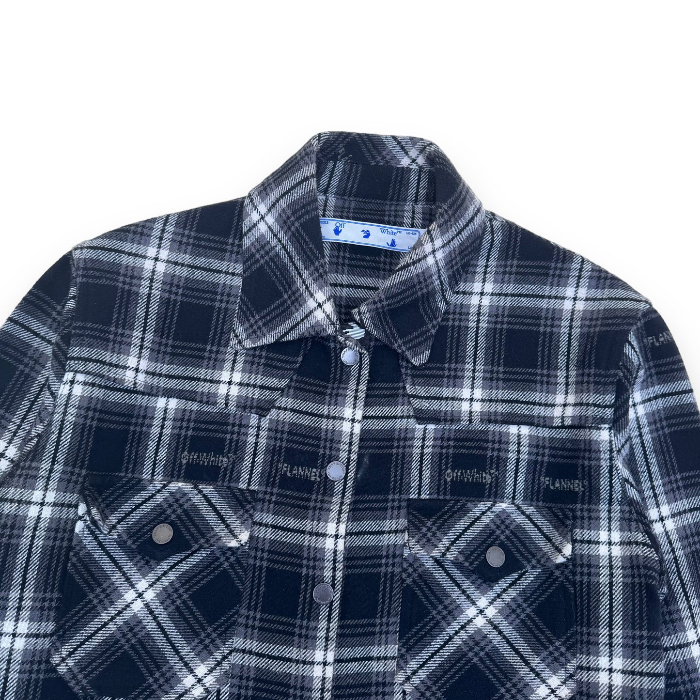 OFF-WHITE LOGO EMBROIDERED CHECKED COTTON-FLANNEL SHIRT S