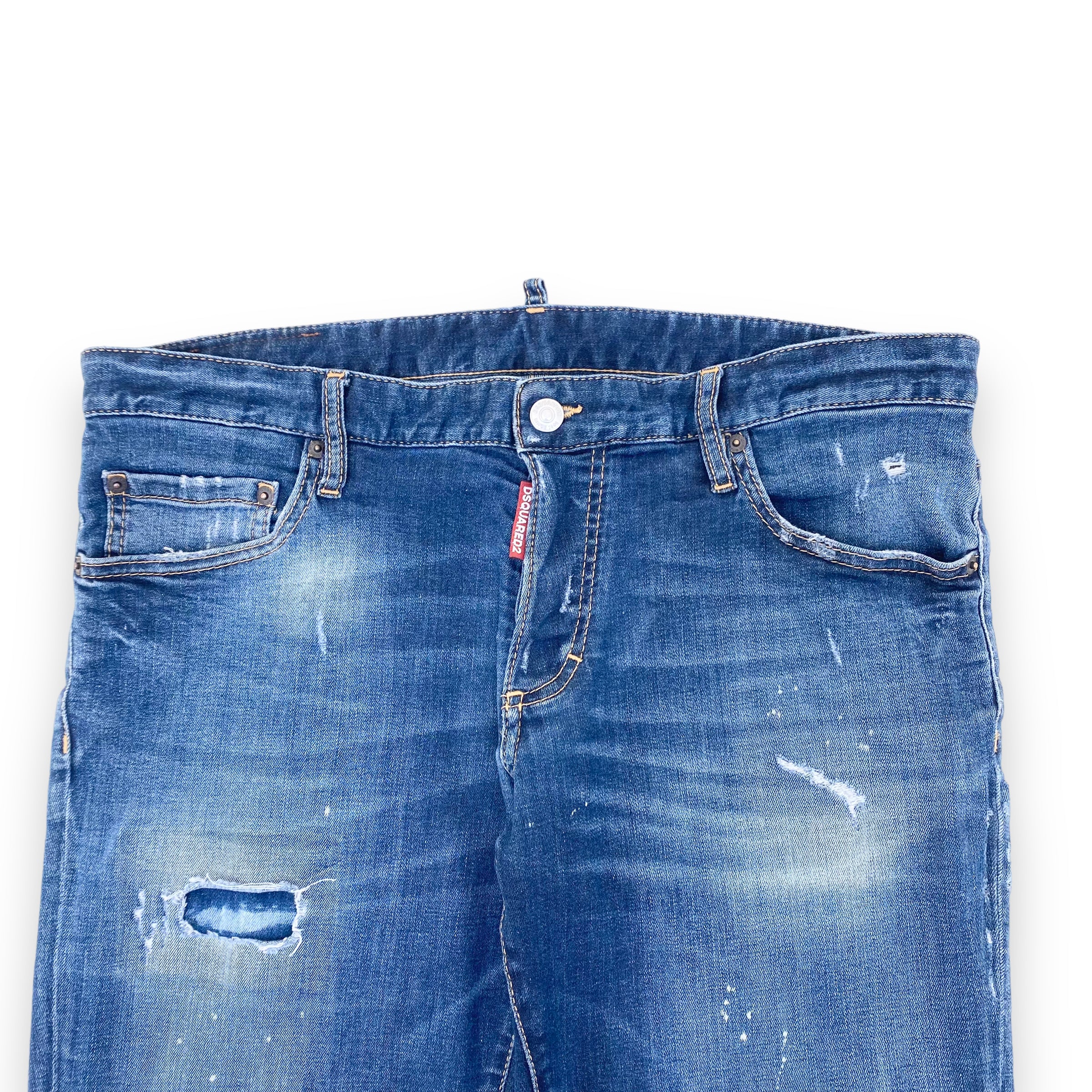 DSQUARED2 WASHED DISTRESSED DENIM JEANS BLUE XL